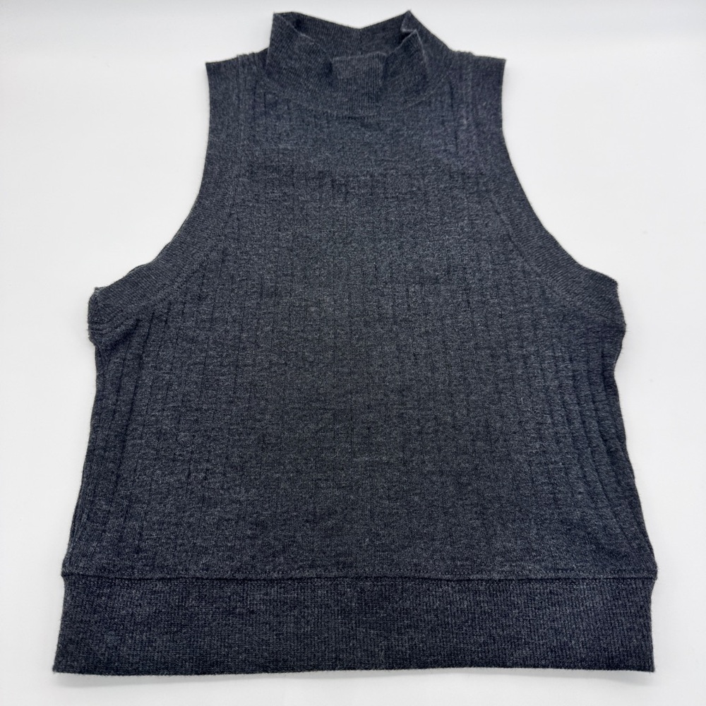 Women's High Neck Sleeveless Dark Gray Top
